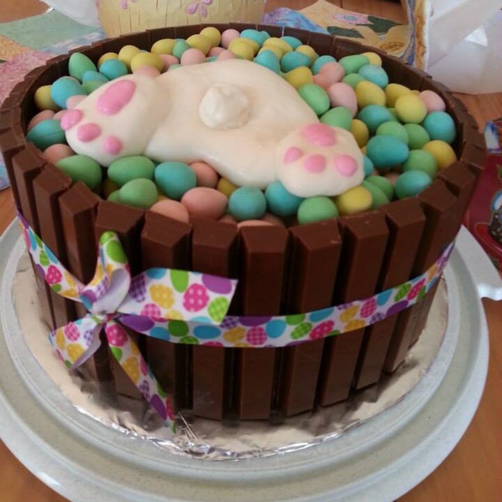 gluten-free Easter basket cake with Cadbury Mini Eggs